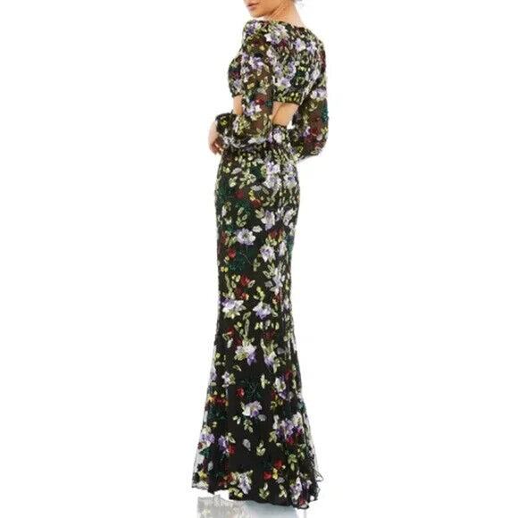 NWT MAC DUGGAL 5566 FLORAL‎ SEQUIN CUT OUT DRESS BLACK SZ 10 $598 - Picture 5 of 7